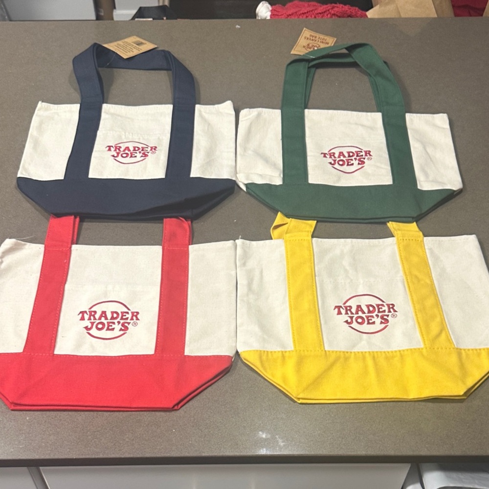 Set of 4 Trader Joe's Mini Canvas Tote Bags